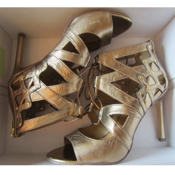 Dolce Vita Safia Gold Copper Lace Up High Heels Sandals Sz 8.5 - Picture 2 of 7
